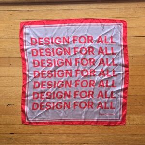 NWOT, ShawContract, "Design For All" Scarf/Bandana, Red and Gray, 21"Lx21.5"W